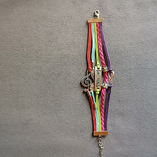 Best Friends bracelet new with multiple layers of leatherette and colorful cords