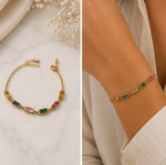 Rainbow bracelet with colorful baguette stones, new