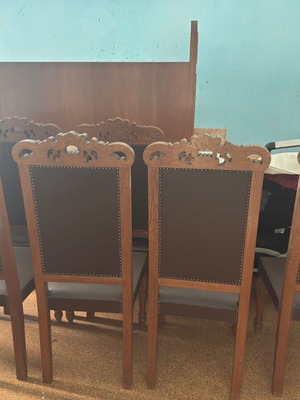 Handcrafted woodcarved dining set by Arapogiannis