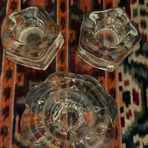 Costa Boda candlesticks new, set of 3 pieces