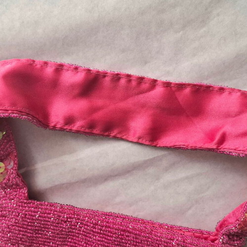 Statement fuchsia hand bag new with beads and sequins