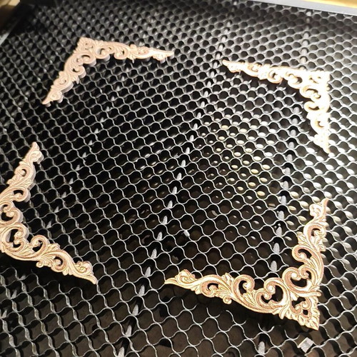 Wooden decorative elements with laser cut and engraving, new