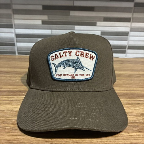Salty Crew hat like new, khaki with embroidered logo
