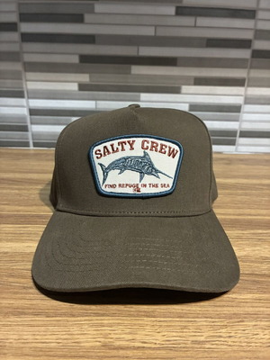 Salty Crew hat like new, khaki with embroidered logo