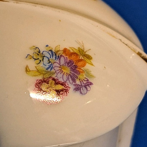 Vintage mini jewelry boxes set of 4 used, white with handpainted designs