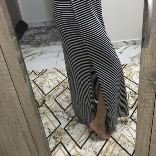 Long striped dress new, size S-M, black and white