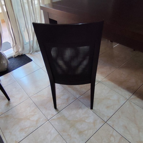 Dining set 100x190 with six chairs wenge solid wood modern design and extension wood like new
