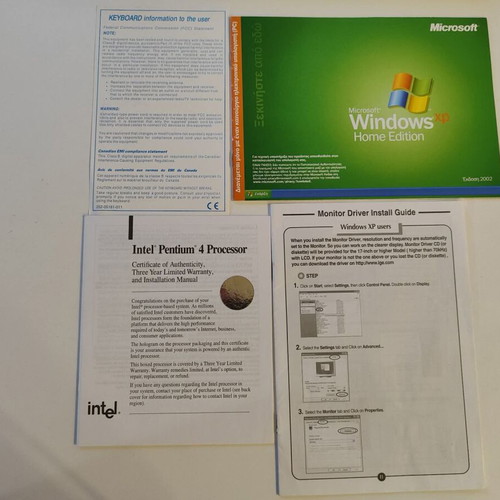 Microsoft Windows XP and Intel Pentium 4 brochures like new