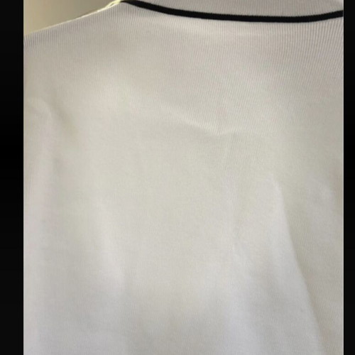 Cropped white cardigan with black details and gold buttons, new size M