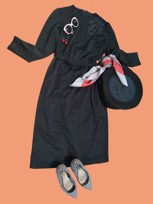 Vintage black dress 80s new, size M