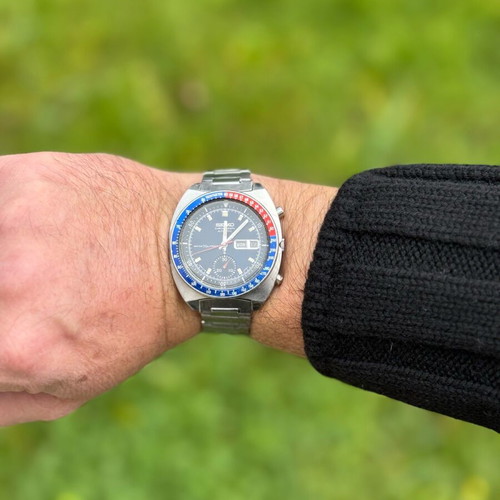 Seiko Cevert Vintage Chronograph 6139-6000 like new, blue dial