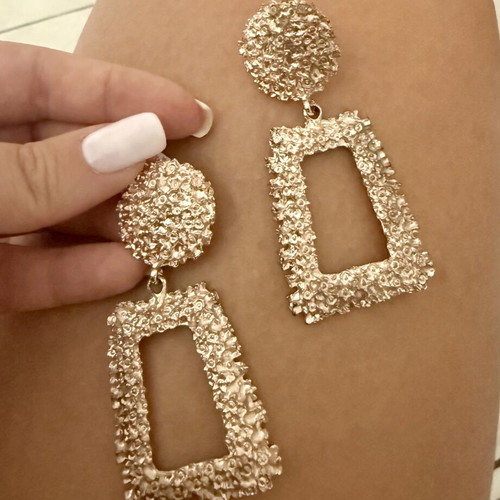 Gold dangle large vintage geometric earrings Zara used