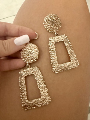 Gold dangle large vintage geometric earrings Zara used