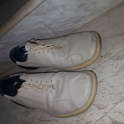 Men's leather shoes with laces used, size 43, black and beige