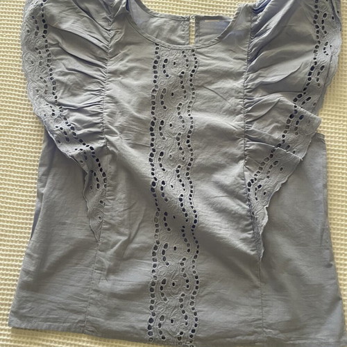 Cotton blouse turquoise size S like new with sleeve details