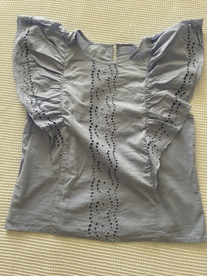 Cotton blouse turquoise size S like new with sleeve details