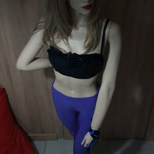Blue shiny leggings L - XL like new
