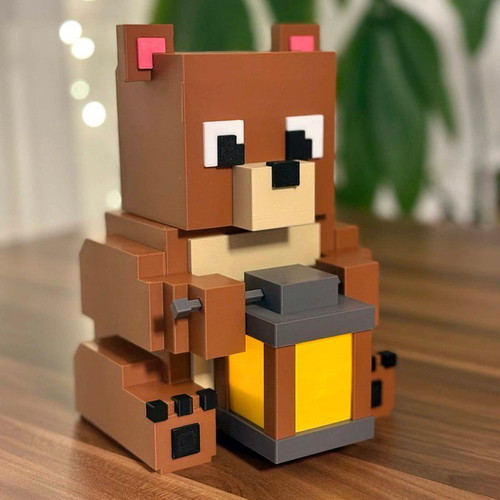 Minecraft-style bear lamp with warm light
