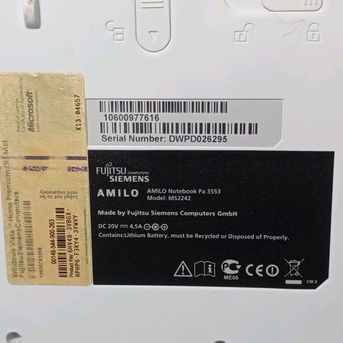 Fujitsu Siemens Amilo laptop used without power adapter