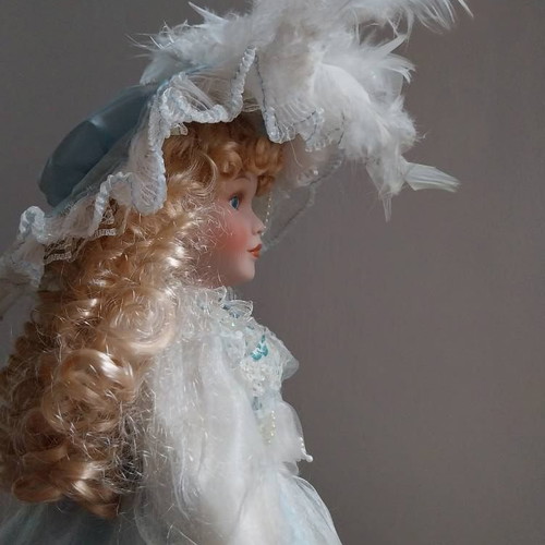 Vintage doll like new with organza and lace dress