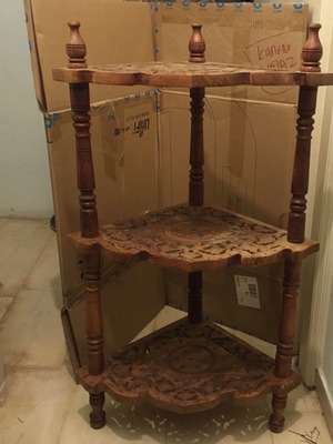 Indian carved corner shelf used handmade