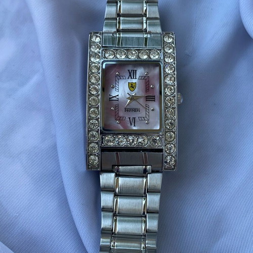 Ferrari women's silver wristwatch with stones, like new