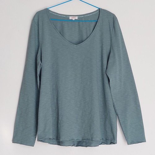 S.Oliver cotton women's blouse, XXL, grey turquoise