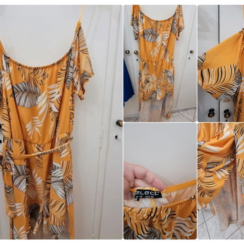 Selected orange one-piece romper with belt, size 46