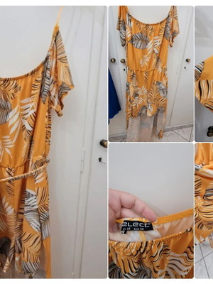 Selected orange one-piece romper with belt, size 46