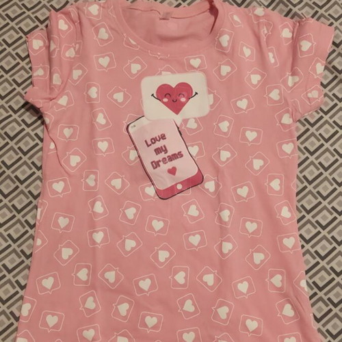 Dreams by Joyce girls' summer pajamas, pink and white