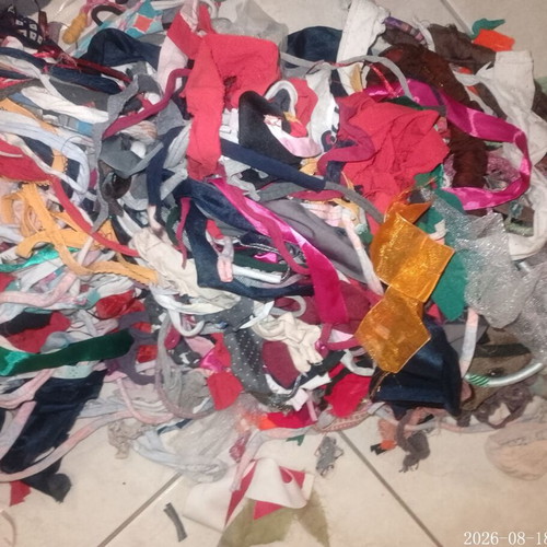 Fabric remnants small strips, approx. three small bags