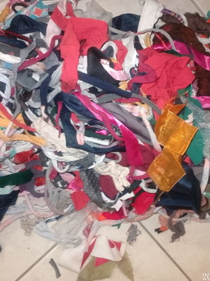 Fabric remnants small strips, approx. three small bags