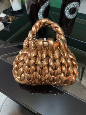 Handmade bronze knitted handbag new
