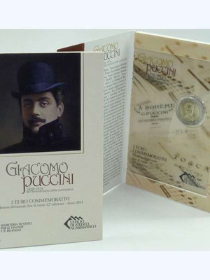 Άγιος Μαρίνος 2 Ευρώ 2014 FDC Πουτσίνι καινούργιο, αναμνηστικό