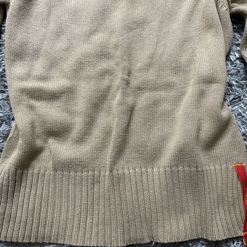 Beige knitted Naf Naf sweater used with striped cuffs and hem