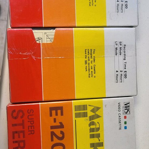 Mark II E-120 video cassettes new, set of 3