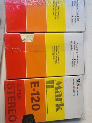 Mark II E-120 video cassettes new, set of 3