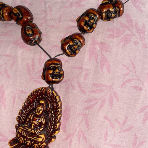 Traditional Buddhist Prayer Mala like new, carved resin beads