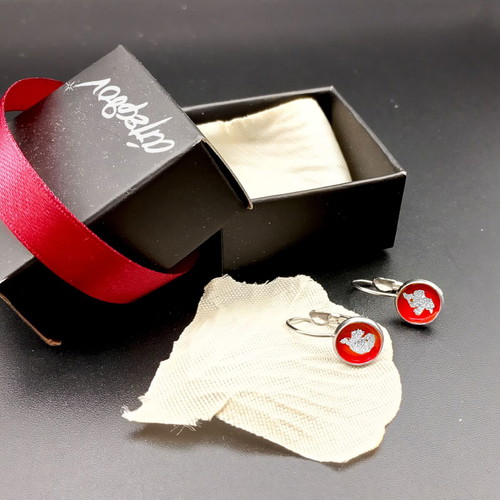 Red stainless steel earrings Apefthon new, hypoallergenic