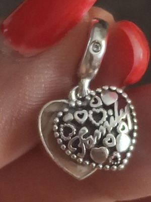 Pandora Charm Dangle Heart Family with Enamel and Cubic Zirconia, Like New