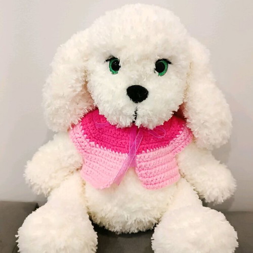Handmade knitted puppy made to order with plush yarn