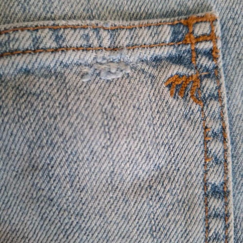 Madewell jeans used with floral detail, light blue wash