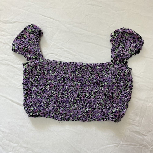 Purple floral crop top Motel size S like new