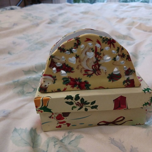 Porcelain Christmas napkin holder new