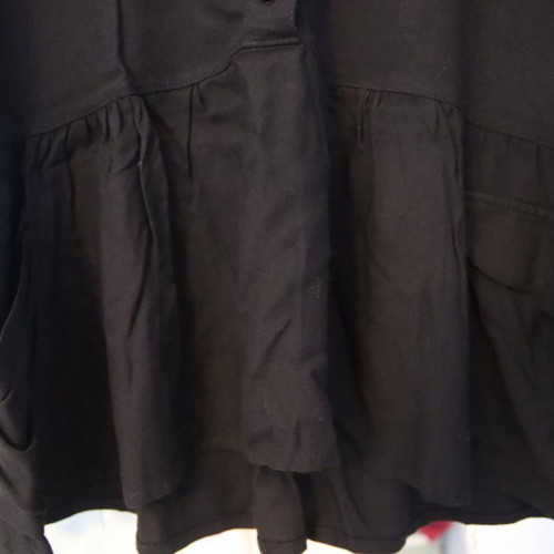Naf-Naf Black Shirt-Dress Used, 3/4 Sleeves, Ruffle Detail, Size 44
