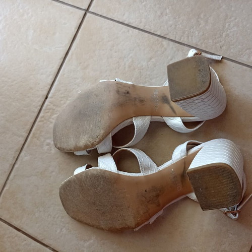 Migato white sandals size 38 with thick heel like new