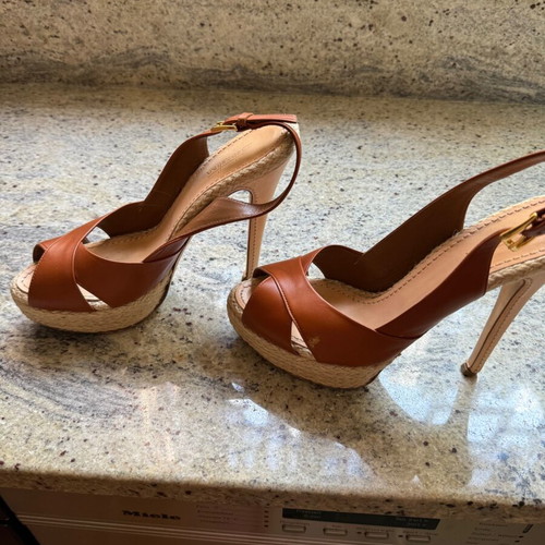 Sebastian high-heeled sandals used, tan, size 40