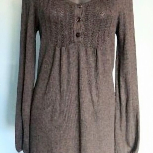 Seasonal tunic dress with long puff sleeves used, gray color