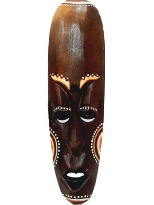 Large African hand-carved wooden mask, vintage 1990s