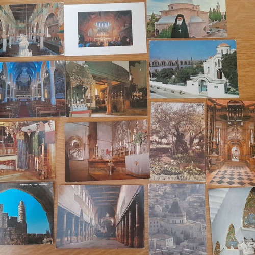 Religious postcards used, set of 14 with churches and monasteries